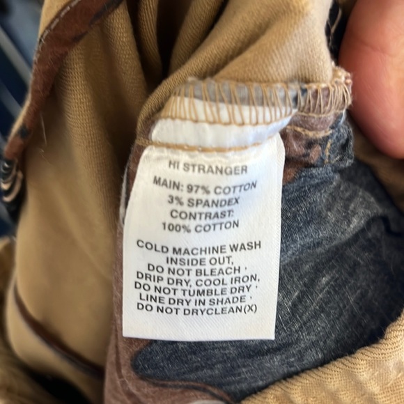 I Love Ugly cream tan  Denim Joggers Cuff Zippers lined size small - Picture 11 of 12